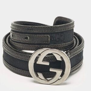 Gucci Canvas and Leather Interlocking G Black Belt